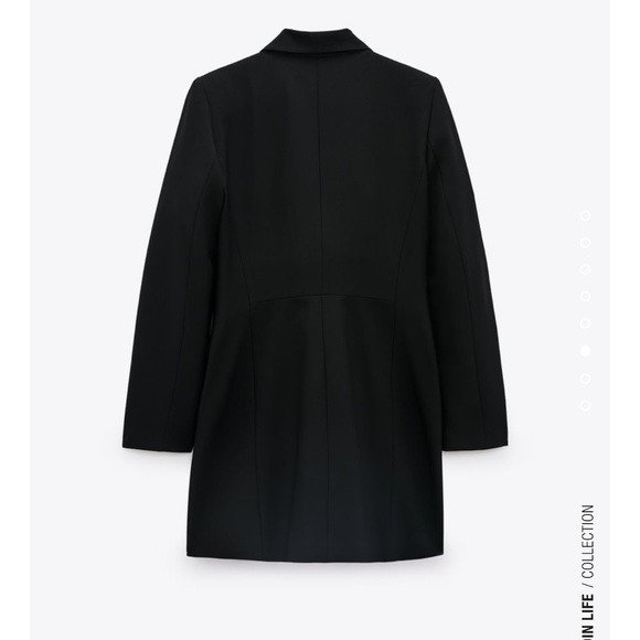 ZARA | NWT DOUBLE BREASTED LONG BLAZER BLACK L - Picture 14 of 15
